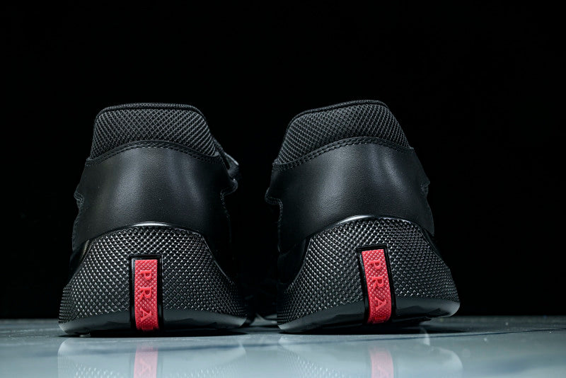 Black Leather Cup Sneakers