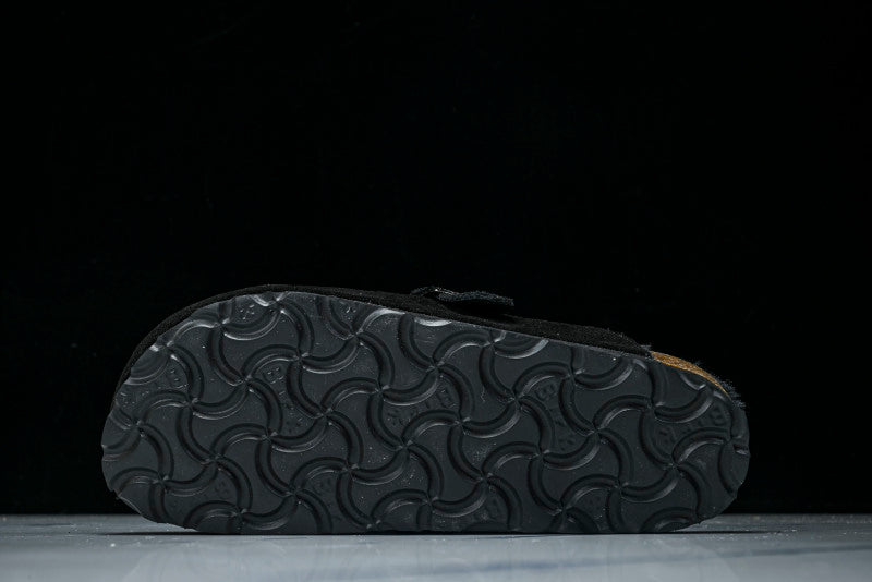 Birkenstock Boston Shearling Suede Leather Black Clogs