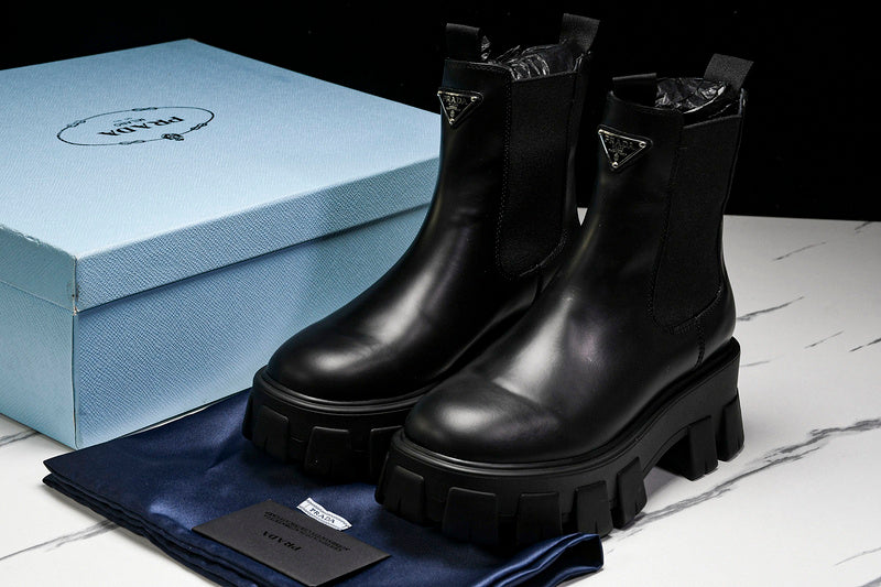 Monolith Black Brushed Leather Boots