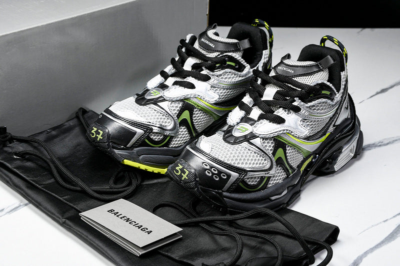Worn-Out Silver Neon Yellow Runner Sneakers
