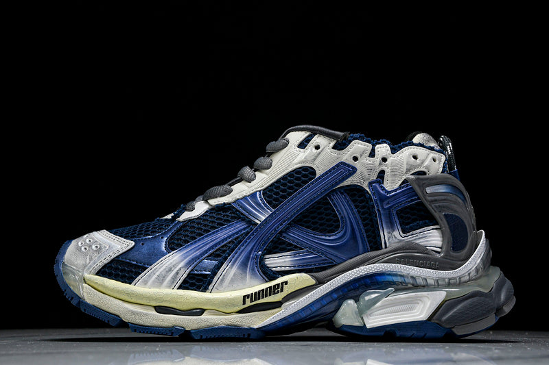 Gradient White Navy Grey Runner Sneakers