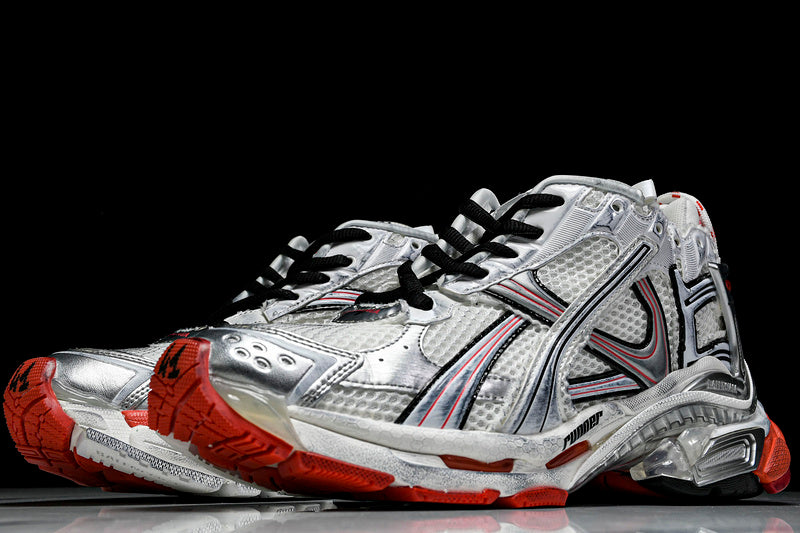 Red White Silver Runner Sneakers