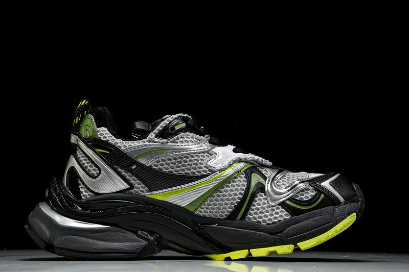 Worn-Out Silver Neon Yellow Runner Sneakers